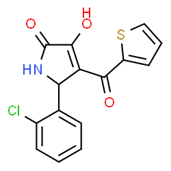 ChemSpider 2D Image | 5-(2-Chlorophenyl)-3-hydroxy-4-(2-thienylcarbonyl)-1,5-dihydro-2H-pyrrol-2-one | C15H10ClNO3S
