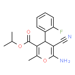 ChemSpider 2D Image | Isopropyl 6-amino-5-cyano-4-(2-fluorophenyl)-2-methyl-4H-pyran-3-carboxylate | C17H17FN2O3