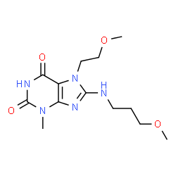 ChemSpider 2D Image | 7-(2-Methoxyethyl)-8-[(3-methoxypropyl)amino]-3-methyl-3,7-dihydro-1H-purine-2,6-dione | C13H21N5O4