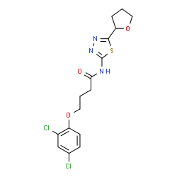ChemSpider 2D Image | 4-(2,4-Dichlorophenoxy)-N-[5-(tetrahydro-2-furanyl)-1,3,4-thiadiazol-2-yl]butanamide | C16H17Cl2N3O3S