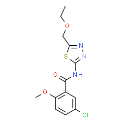 ChemSpider 2D Image | 5-Chloro-N-[5-(ethoxymethyl)-1,3,4-thiadiazol-2-yl]-2-methoxybenzamide | C13H14ClN3O3S