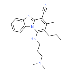 ChemSpider 2D Image | 1-{[3-(Dimethylamino)propyl]amino}-3-methyl-2-propylpyrido[1,2-a]benzimidazole-4-carbonitrile | C21H27N5