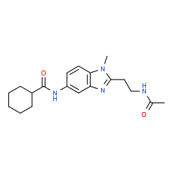 ChemSpider 2D Image | N-[2-(2-Acetamidoethyl)-1-methyl-1H-benzimidazol-5-yl]cyclohexanecarboxamide | C19H26N4O2