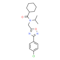 ChemSpider 2D Image | N-{[3-(4-Chlorophenyl)-1,2,4-oxadiazol-5-yl]methyl}-N-isopropylcyclohexanecarboxamide | C19H24ClN3O2