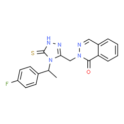 ChemSpider 2D Image | 2-({4-[1-(4-Fluorophenyl)ethyl]-5-thioxo-4,5-dihydro-1H-1,2,4-triazol-3-yl}methyl)-1(2H)-phthalazinone | C19H16FN5OS