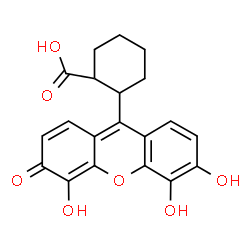 ChemSpider 2D Image | 2-(4,5,6-Trihydroxy-3-oxo-3H-xanthen-9-yl)cyclohexanecarboxylic acid | C20H18O7