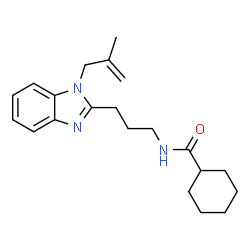ChemSpider 2D Image | N-{3-[1-(2-Methyl-2-propen-1-yl)-1H-benzimidazol-2-yl]propyl}cyclohexanecarboxamide | C21H29N3O