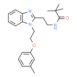 ChemSpider 2D Image | 2,2-Dimethyl-N-(2-{1-[2-(3-methylphenoxy)ethyl]-1H-benzimidazol-2-yl}ethyl)propanamide | C23H29N3O2