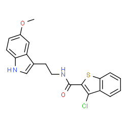 ChemSpider 2D Image | 3-Chloro-N-[2-(5-methoxy-1H-indol-3-yl)ethyl]-1-benzothiophene-2-carboxamide | C20H17ClN2O2S