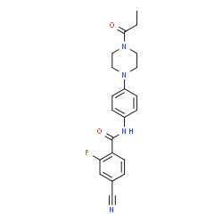 ChemSpider 2D Image | 4-cyano-2-fluoro-N-[4-(4-propanoylpiperazin-1-yl)phenyl]benzamide | C21H21FN4O2