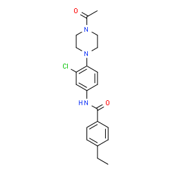 ChemSpider 2D Image | N-[4-(4-Acetyl-1-piperazinyl)-3-chlorophenyl]-4-ethylbenzamide | C21H24ClN3O2