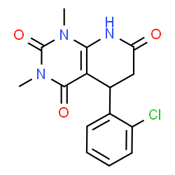 ChemSpider 2D Image | 5-(2-Chlorophenyl)-1,3-dimethyl-5,8-dihydropyrido[2,3-d]pyrimidine-2,4,7(1H,3H,6H)-trione | C15H14ClN3O3