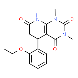 ChemSpider 2D Image | 5-(2-Ethoxyphenyl)-1,3-dimethyl-5,8-dihydropyrido[2,3-d]pyrimidine-2,4,7(1H,3H,6H)-trione | C17H19N3O4