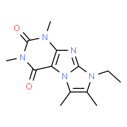 ChemSpider 2D Image | 8-Ethyl-1,3,6,7-tetramethyl-1H,8H-imidazo[2,1-f]purine-2,4-dione | C13H17N5O2