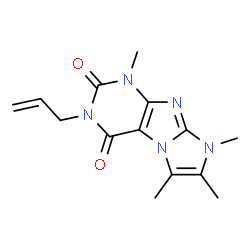 ChemSpider 2D Image | 3-Allyl-1,6,7,8-tetramethyl-1H,8H-imidazo[2,1-f]purine-2,4-dione | C14H17N5O2