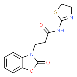 ChemSpider 2D Image | N-(4,5-Dihydro-1,3-thiazol-2-yl)-3-(2-oxo-1,3-benzoxazol-3(2H)-yl)propanamide | C13H13N3O3S