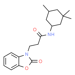 ChemSpider 2D Image | 3-(2-Oxo-1,3-benzoxazol-3(2H)-yl)-N-(3,3,5-trimethylcyclohexyl)propanamide | C19H26N2O3
