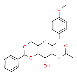 ChemSpider 2D Image | 4-Methoxyphenyl 2-acetamido-4,6-O-benzylidene-2-deoxyhexopyranoside | C22H25NO7