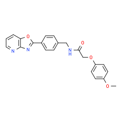 ChemSpider 2D Image | 2-(4-Methoxyphenoxy)-N-[4-([1,3]oxazolo[4,5-b]pyridin-2-yl)benzyl]acetamide | C22H19N3O4