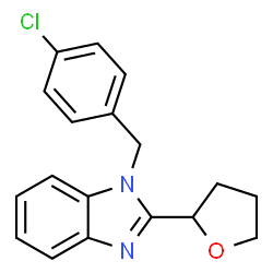 ChemSpider 2D Image | 1-(4-Chlorobenzyl)-2-(tetrahydro-2-furanyl)-1H-benzimidazole | C18H17ClN2O