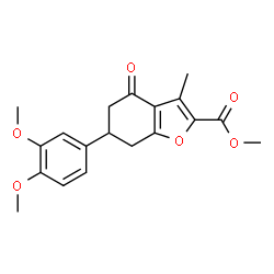 ChemSpider 2D Image | Methyl 6-(3,4-dimethoxyphenyl)-3-methyl-4-oxo-4,5,6,7-tetrahydro-1-benzofuran-2-carboxylate | C19H20O6