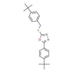 ChemSpider 2D Image | 2-(4-tert-Butyl-benzylsulfanyl)-5-(4-tert-butyl-phenyl)-[1,3,4]oxadiazole | C23H28N2OS