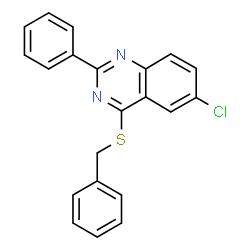 ChemSpider 2D Image | 4-Benzylsulfanyl-6-chloro-2-phenyl-quinazoline | C21H15ClN2S