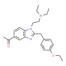 ChemSpider 2D Image | 1-{1-[2-(Diethylamino)ethyl]-2-(4-ethoxybenzyl)-1H-benzimidazol-5-yl}ethanone | C24H31N3O2