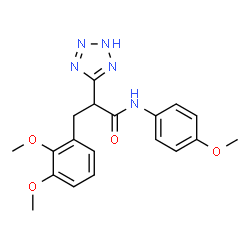 ChemSpider 2D Image | 3-(2,3-Dimethoxyphenyl)-N-(4-methoxyphenyl)-2-(2H-tetrazol-5-yl)propanamide | C19H21N5O4