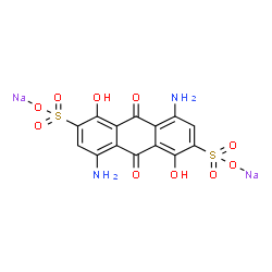 ChemSpider 2D Image | Disodium 4,8-diamino-1,5-dihydroxy-9,10-dioxo-9,10-dihydro-2,6-anthracenedisulfonate | C14H8N2Na2O10S2