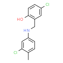 ChemSpider 2D Image | 4-Chloro-2-{[(3-chloro-4-methylphenyl)amino]methyl}phenol | C14H13Cl2NO