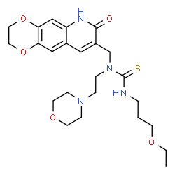 ChemSpider 2D Image | 3-(3-Ethoxypropyl)-1-[2-(4-morpholinyl)ethyl]-1-[(7-oxo-2,3,6,7-tetrahydro[1,4]dioxino[2,3-g]quinolin-8-yl)methyl]thiourea | C24H34N4O5S