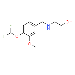 ChemSpider 2D Image | 2-{[4-(Difluoromethoxy)-3-ethoxybenzyl]amino}ethanol | C12H17F2NO3