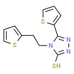 ChemSpider 2D Image | 5-(2-Thienyl)-4-[2-(2-thienyl)ethyl]-4H-1,2,4-triazole-3-thiol | C12H11N3S3