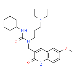 ChemSpider 2D Image | 3-Cyclohexyl-1-[3-(diethylamino)propyl]-1-[(6-methoxy-2-oxo-1,2-dihydro-3-quinolinyl)methyl]urea | C25H38N4O3