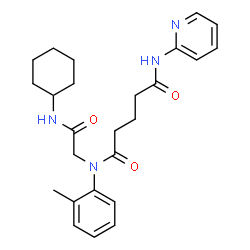 ChemSpider 2D Image | N-[2-(Cyclohexylamino)-2-oxoethyl]-N-(2-methylphenyl)-N'-(2-pyridinyl)pentanediamide | C25H32N4O3