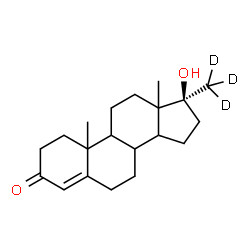 ChemSpider 2D Image | (17beta)-17-Hydroxy-17-(~2~H_3_)methylandrost-4-en-3-one | C20H27D3O2