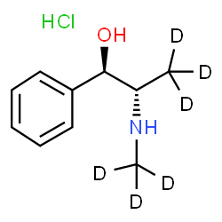 ChemSpider 2D Image | (1R,2S)-2-[(~2~H_3_)Methylamino]-1-phenyl(3,3,3-~2~H_3_)propan-1-ol hydrochloride (1:1) | C10H10D6ClNO