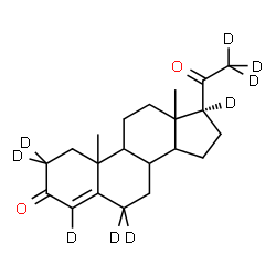 ChemSpider 2D Image | (8xi,9xi,10xi,13xi,14xi)-(2,2,4,6,6,17,21,21,21-~2~H_9_)Pregn-4-ene-3,20-dione | C21H21D9O2