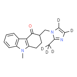ChemSpider 2D Image | 9-Methyl-3-{[2-(~2~H_3_)methyl(~2~H_2_)-1H-imidazol-1-yl]methyl}-1,2,3,9-tetrahydro-4H-carbazol-4-one | C18H14D5N3O