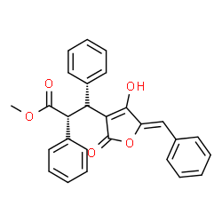 ChemSpider 2D Image | Methyl (2R,3S)-3-[(5Z)-5-benzylidene-4-hydroxy-2-oxo-2,5-dihydro-3-furanyl]-2,3-diphenylpropanoate | C27H22O5