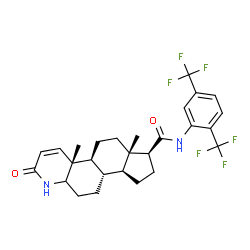 ChemSpider 2D Image | (1S,3aS,3bS,9aR,9bS,11aS)-N-[2,5-bis(trifluoromethyl)phenyl]-9a,11a-dimethyl-7-oxo-1,2,3,3a,3b,4,5,5a,6,9b,10,11-dodecahydroindeno[5,4-f]quinoline-1-carboxamide | C27H30F6N2O2