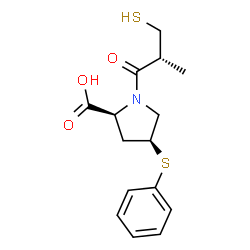 ChemSpider 2D Image | (4S)-1-[(2R)-2-Methyl-3-sulfanylpropanoyl]-4-(phenylsulfanyl)-L-proline | C15H19NO3S2
