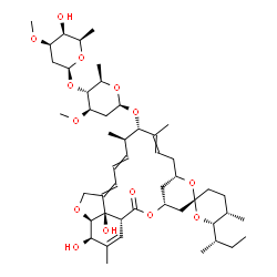 ChemSpider 2D Image | (1'R,2R,4'R,5S,6S,8'S,12'S,13'R,20'R,21'R,24'R)-6-[(2S)-2-Butanyl]-21',24'-dihydroxy-5,11',13',22'-tetramethyl-2'-oxo-3,4,5,6-tetrahydrospiro[pyran-2,6'-[3,7,19]trioxatetracyclo[15.6.1.1~4,8~.0~20,24~
]pentacosa[10,14,16,22]tetraen]-12'-yl 2,6-dideoxy-4-O-(2,6-dideoxy-3-O-methyl-beta-D-lyxo-hexopyranosyl)-3-O-methyl-beta-D-arabino-hexopyranoside | C48H74O14