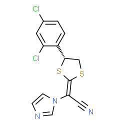 ChemSpider 2D Image | (2Z)-[(4R)-4-(2,4-Dichlorophenyl)-1,3-dithiolan-2-ylidene](1H-imidazol-1-yl)acetonitrile | C14H9Cl2N3S2