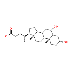 ChemSpider 2D Image | (3alpha,6alpha,8xi,9xi,14xi)-3,6-Dihydroxycholan-24-oic acid | C24H40O4