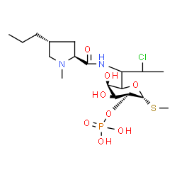 ChemSpider 2D Image | Methyl 5-(2-chloro-1-{[(4R)-1-methyl-4-propyl-L-prolyl]amino}propyl)-2-O-phosphono-1-thio-L-glycero-pentopyranoside | C18H34ClN2O8PS