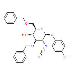 ChemSpider 2D Image | 4-Methoxyphenyl 2-azido-3,6-di-O-benzyl-2-deoxy-beta-D-glucopyranoside | C27H29N3O6