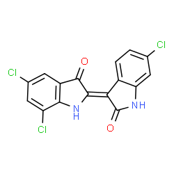 ChemSpider 2D Image | (3Z)-6-Chloro-3-(5,7-dichloro-3-oxo-1,3-dihydro-2H-indol-2-ylidene)-1,3-dihydro-2H-indol-2-one | C16H7Cl3N2O2