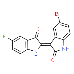 ChemSpider 2D Image | (3Z)-5-Bromo-3-(5-fluoro-3-oxo-1,3-dihydro-2H-indol-2-ylidene)-1,3-dihydro-2H-indol-2-one | C16H8BrFN2O2
